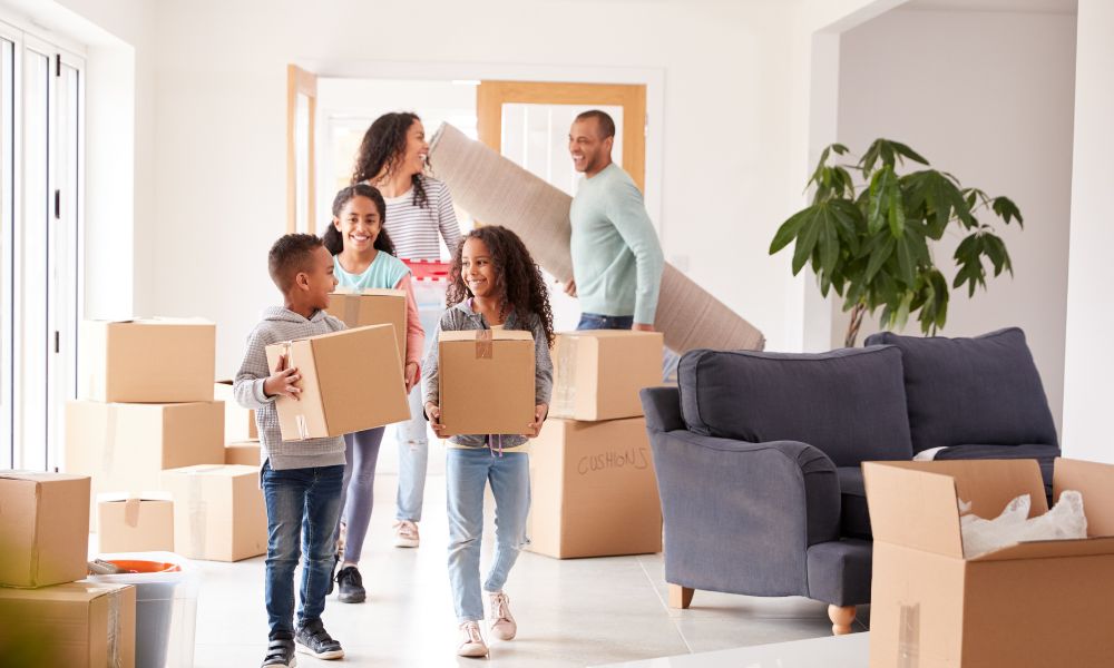 family moving into their new house